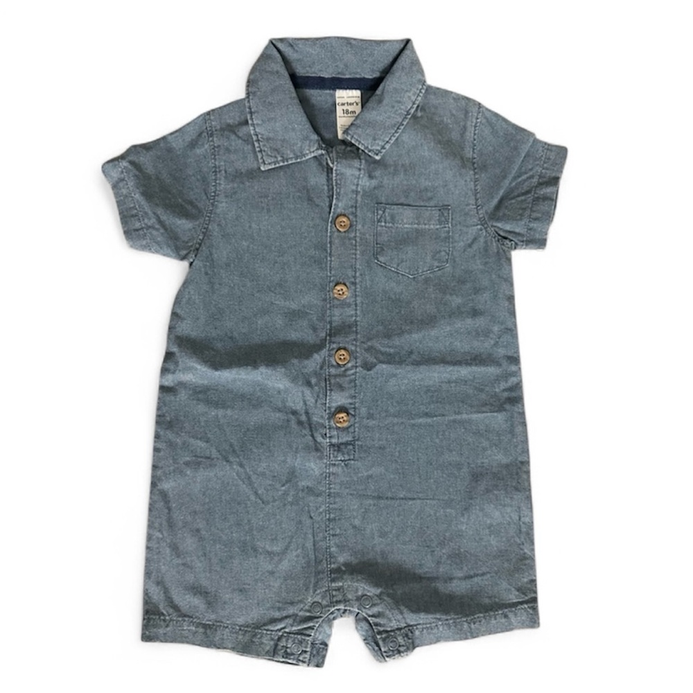 *New* Carter’s Chambray Baby Romper Boys Size 18 months
